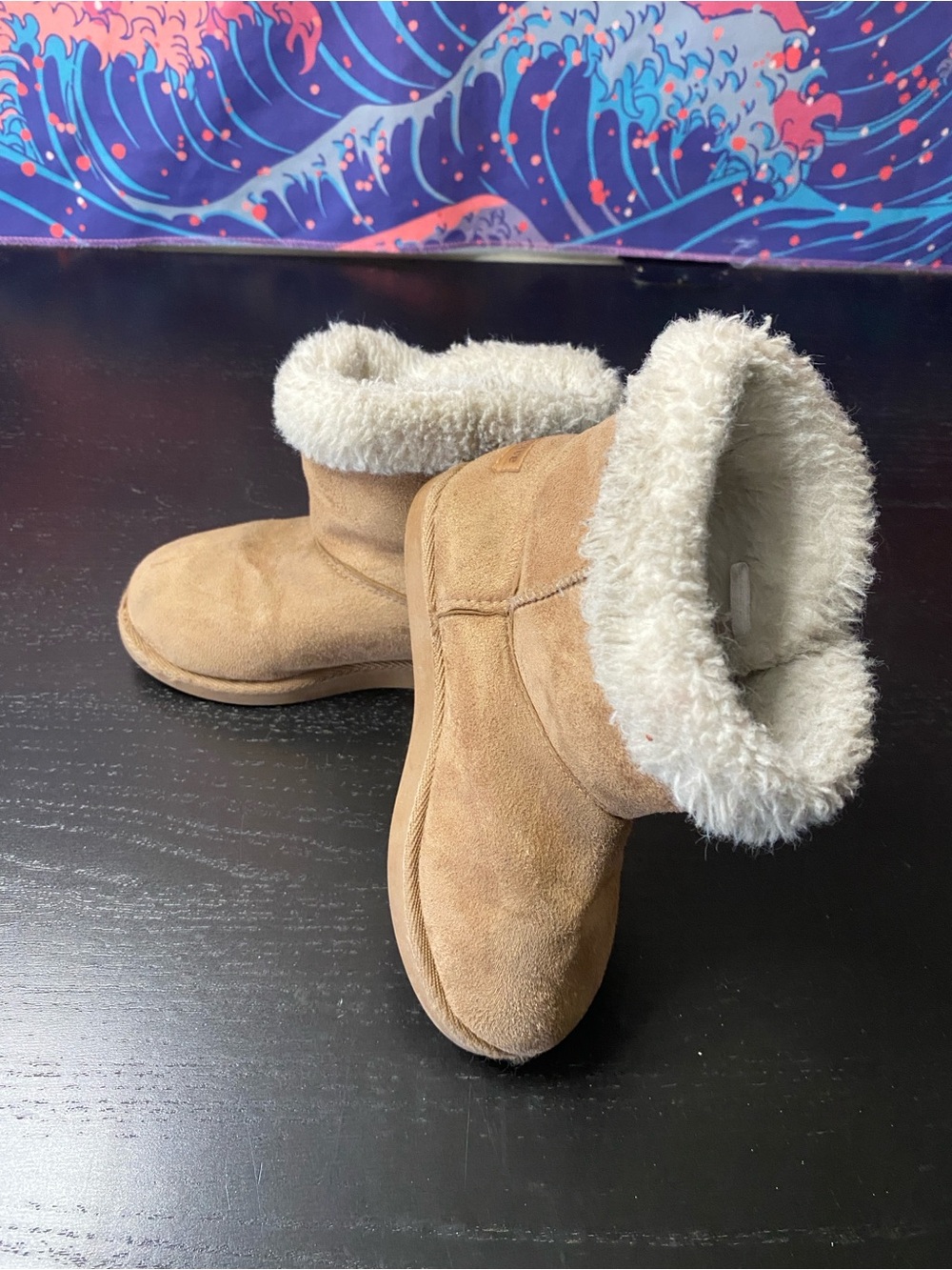 Juicy Couture Tan Suede Kids Fur-Lined Booties